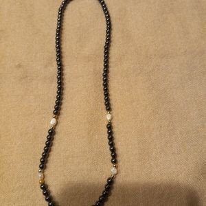 Ladies hematite necklace with fresh water pearls